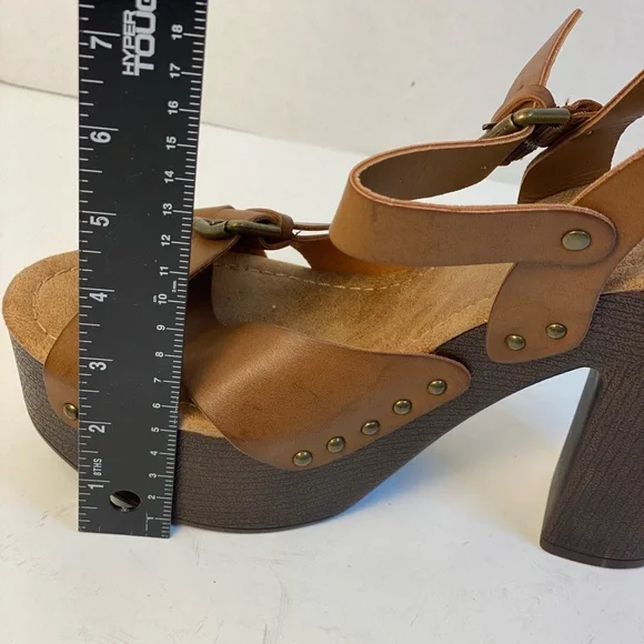 Candie's Brown Platform Shoes with Criss-Cross Straps Vintage - Picture 12 of 15
